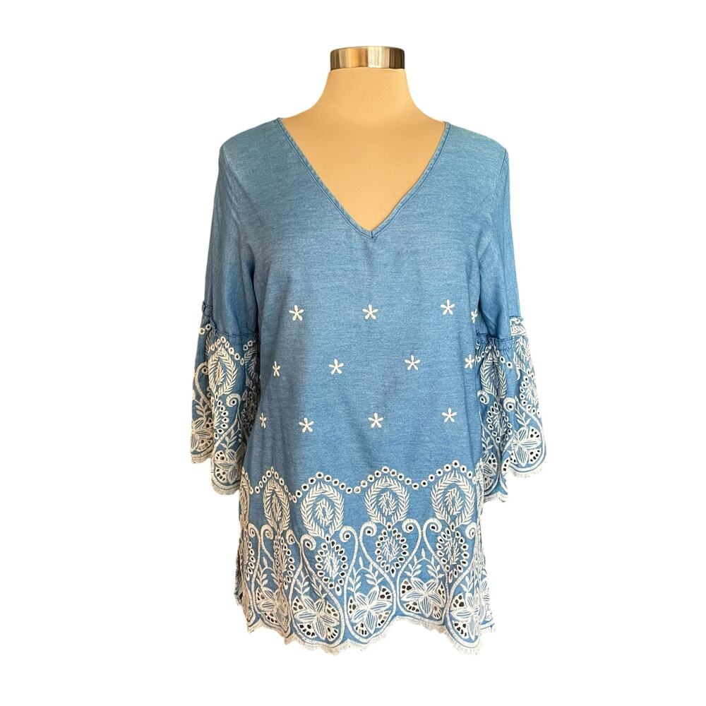Blue Embroidered Women's Blouse